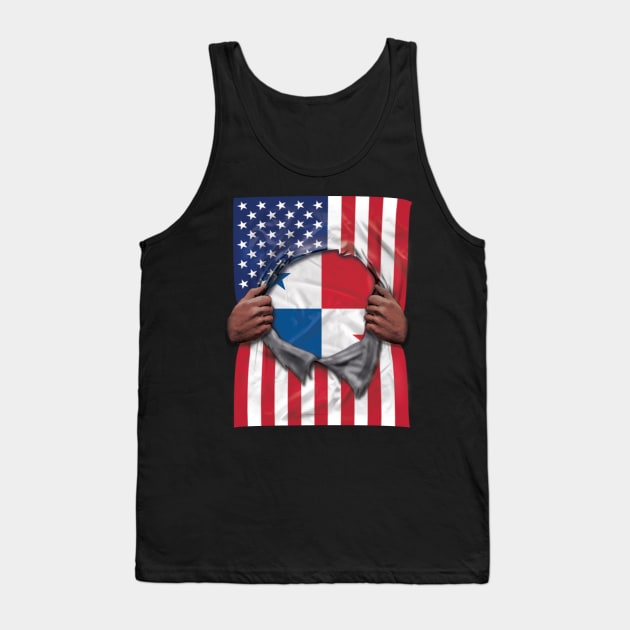 Panama Flag American Flag Ripped - Gift for Panamanian From Panama Tank Top by Country Flags